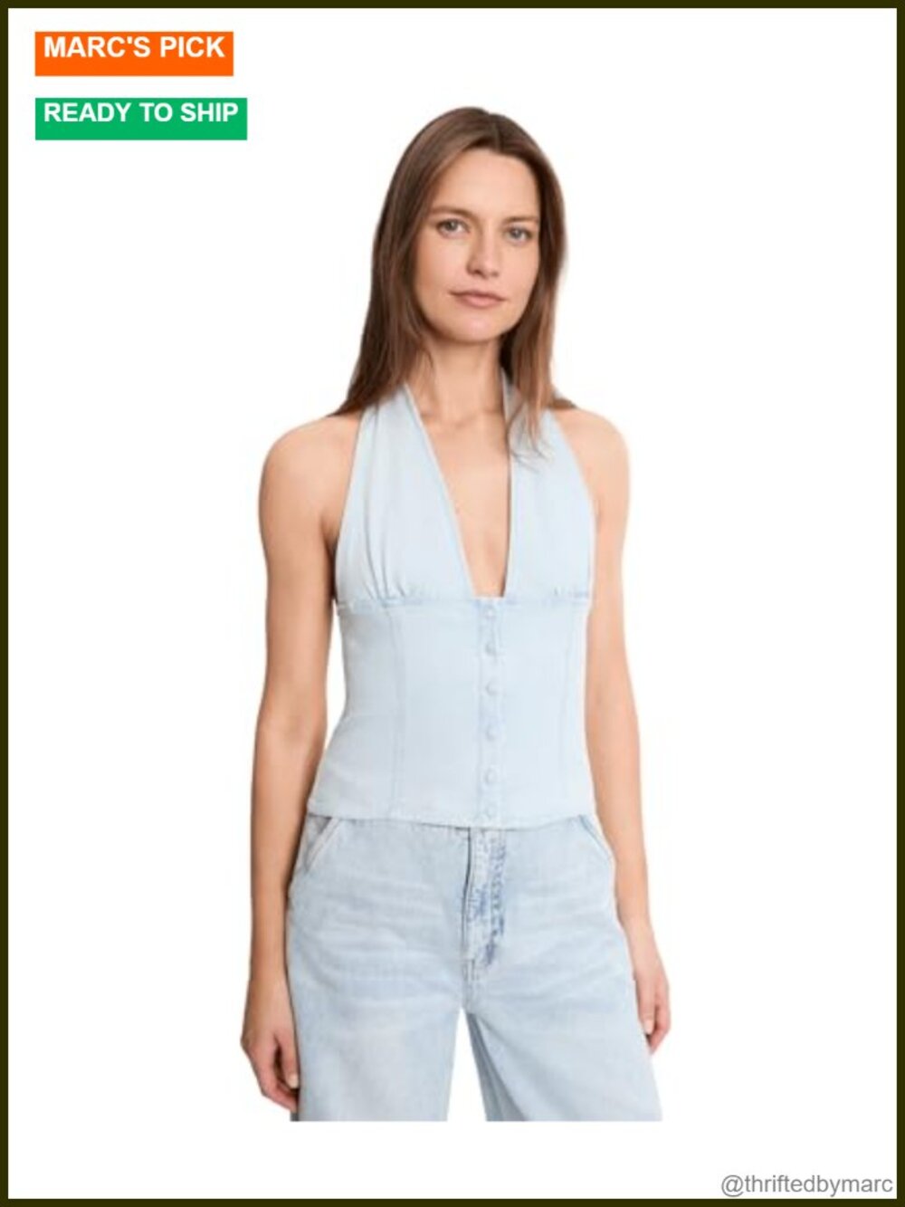 Free People Ramona Denim Halter Top